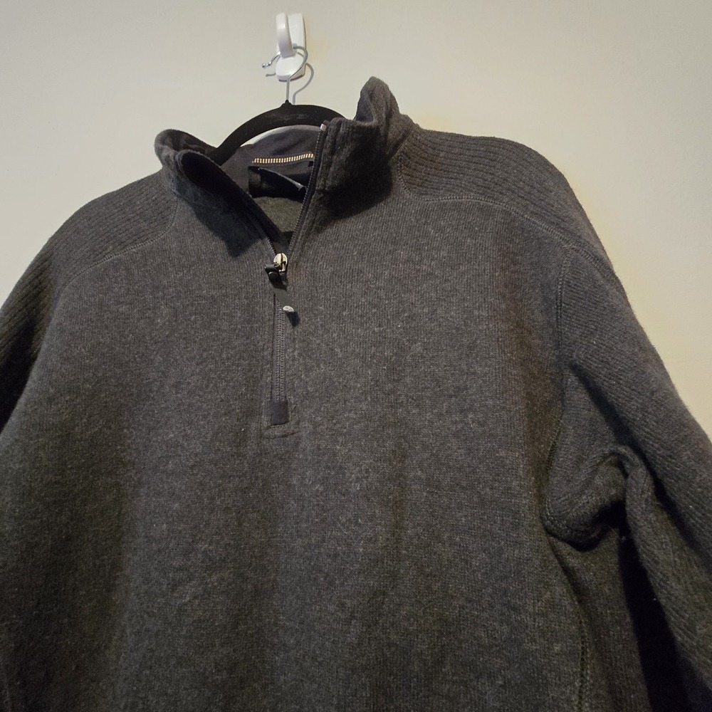 Mountain Hardwear Wool Blend Pullover Sweater Men LG Heather Black Zip Outdoor - Picture 3 of 11